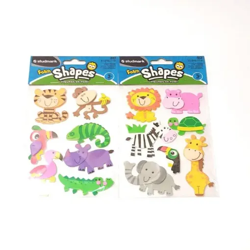 apliques goma eva adhesivos studmark foam stickers 3d formas animales la jungla 0