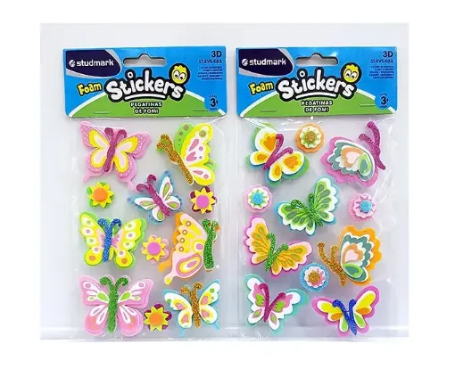 apliques goma eva adhesivos studmark foam stickers 3d formas brillo mariposas 0