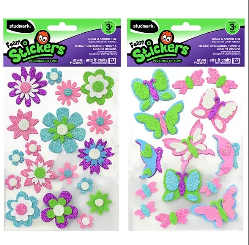 apliques goma eva adhesivos studmark foam stickers 3d formas brillo mariposas flores 0