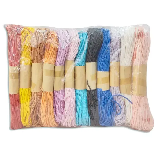 hilo papel trenzado set x12 colores diferentes 0