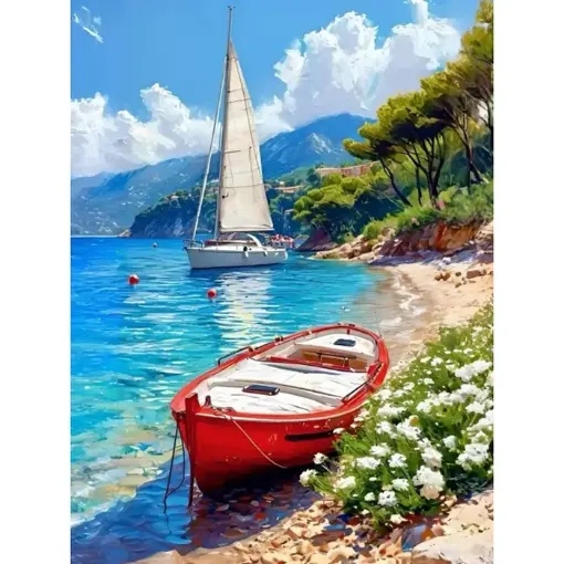 pintura diamantes 5d bastidor 40x50cms motivo wooden boat 0