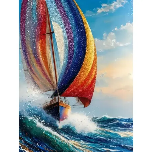pintura diamantes 5d bastidor 40x50cms motivo barco 0