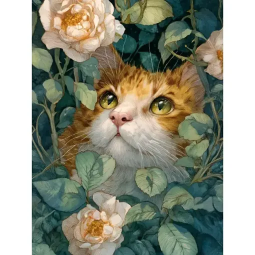 pintura diamantes 5d bastidor 40x50cms motivo cat garden 0