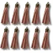 borla gamuza tiento capuchon metalico dorado para bijouterie 55x10mms x10 unidades rosado claro 0