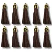 borla gamuza tiento capuchon metalico dorado para bijouterie 55x10mms x10 unidades marron oscuro 0