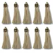 borla gamuza tiento capuchon metalico dorado para bijouterie 55x10mms x10 unidades color marfil 0