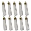 borla gamuza tiento capuchon metalico dorado para bijouterie 55x10mms x10 unidades color blanco 0