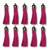 borla gamuza tiento capuchon metalico dorado para bijouterie 55x10mms x10 unidades color fucsia 0