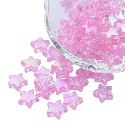 cuentas abalorios para bijouterie acrilico estrella 10x4mms x100 unidades color rosado 0