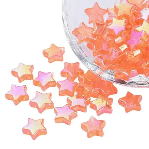 cuentas abalorios para bijouterie acrilico estrella 10x4mms x100 unidades color naranja 0