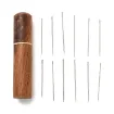 set 12 agujas para costura ojo grande x6 medidas diferentes estuche madera 1