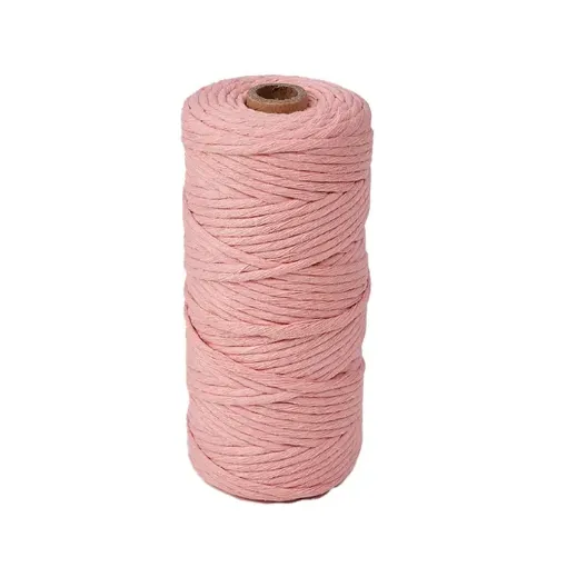 cordon algodon para macrame 3mms rollo 100mts color rosado bruma 0