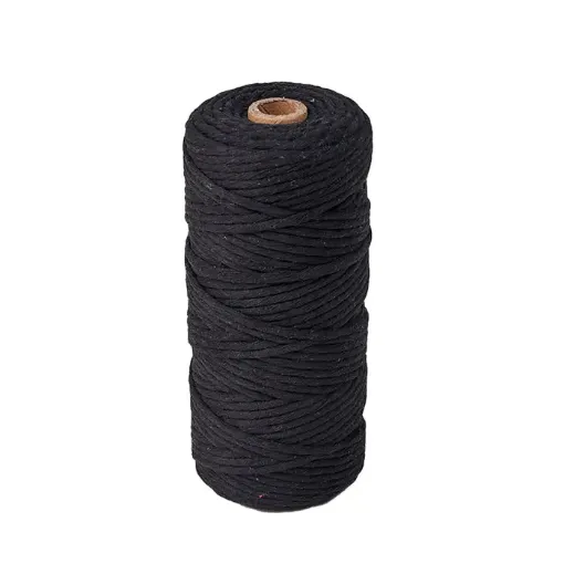 cordon algodon para macrame 3mms rollo 100mts color negro 0
