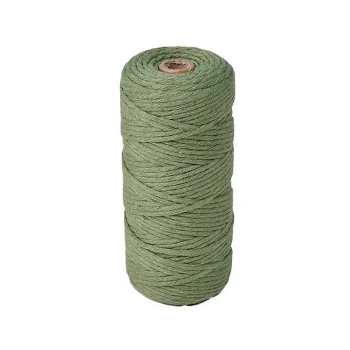 cordon algodon para macrame 3mms rollo 100mts color verde agrisado 0