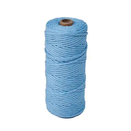 cordon algodon para macrame 3mms rollo 100mts color celeste cielo 0