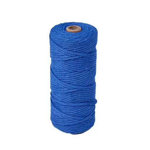 cordon algodon para macrame 3mms rollo 100mts color azul 0