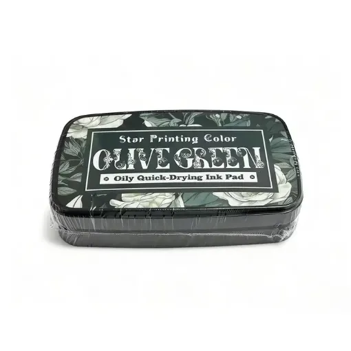 almohadilla tinta al aceite para sellos ink pad abc para scrapbooking 95x55x22mms color verde oliva 0