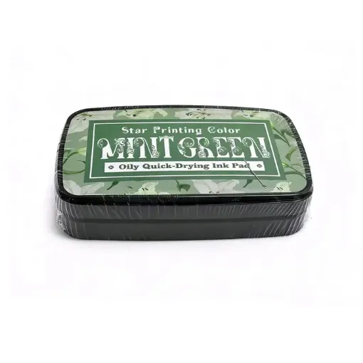 almohadilla tinta al aceite para sellos ink pad abc para scrapbooking 95x55x22mms color verde 0