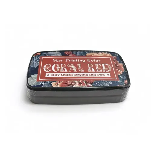 almohadilla tinta al aceite para sellos ink pad abc para scrapbooking 95x55x22mms color rojo coral 0