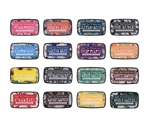almohadilla tinta al aceite para sellos ink pad abc para scrapbooking 95x55x22mms varios colores 0