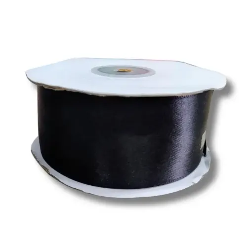 cinta raso doble faz satinada no 9 40mms rollo 30mts color negro 0