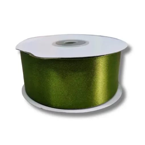 cinta raso doble faz satinada no 9 40mms rollo 30mts color verde oliva 0