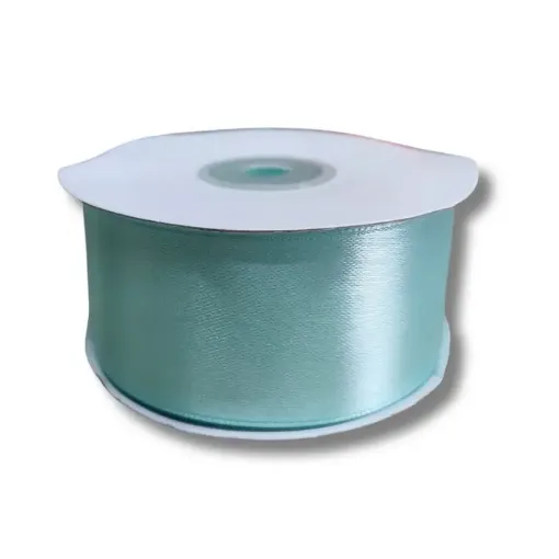 cinta raso doble faz satinada no 9 40mms rollo 30mts color verde agua 0
