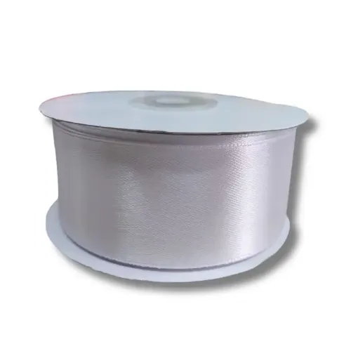 cinta raso doble faz satinada no 9 40mms rollo 30mts color blanco 0