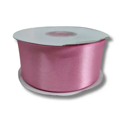 cinta raso doble faz satinada no 9 40mms por 5mts color rosado 0