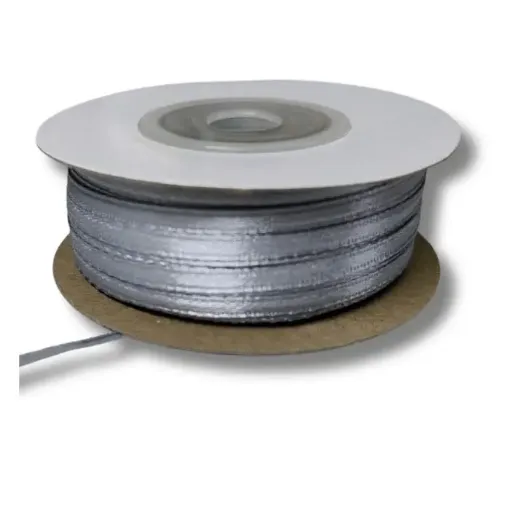 cinta raso doble faz satinada no 0 3mm por 100mts color plateado 0