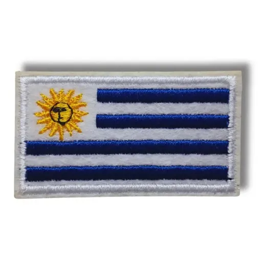 aplique parche bordado termoadhesivo para tela modelo bandera uruguay chica 55x30mms 0