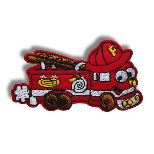 aplique parche bordado termoadhesivo para tela modelo camion bomberos rojo 80x45mms 0