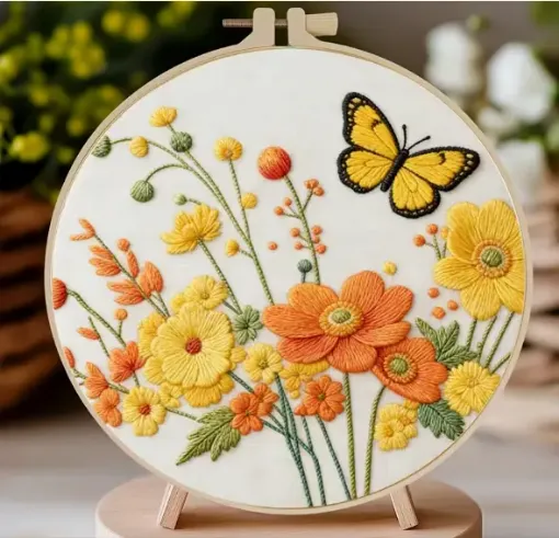 kit para bordar 20cms incluye tela hilos agujas sin bastidor motivo impreso garden 0