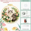 kit para bordar 20cms incluye tela hilos agujas sin bastidor motivo impreso gato flores 2