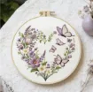 kit para bordar 20cms incluye tela hilos agujas sin bastidor motivo impreso jardin lila 2