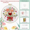 kit para bordar 20cms incluye tela hilos agujas sin bastidor motivo impreso ramo corazon 2