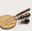 set 3 punzones mango madera anatomico lustrado para cuero telas manualidades gral 2