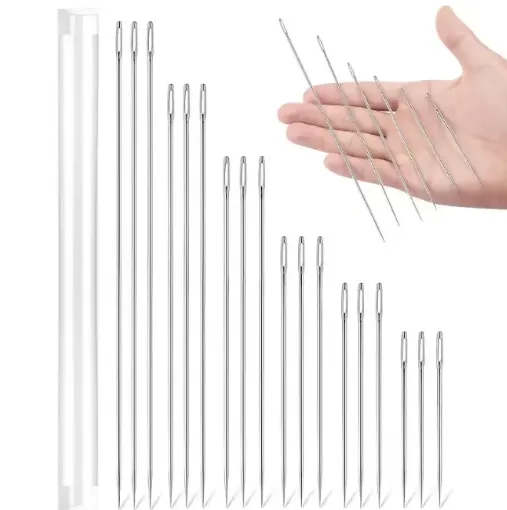 set 6 agujas hierro para coser cuero punto cruz ojo grande 6 medidas 7 62 17 78cms 0