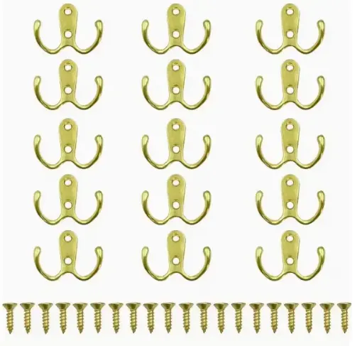 percha metal gancho doble horizontal medida 50x41mms tornillos color dorado por 15 unidades 0