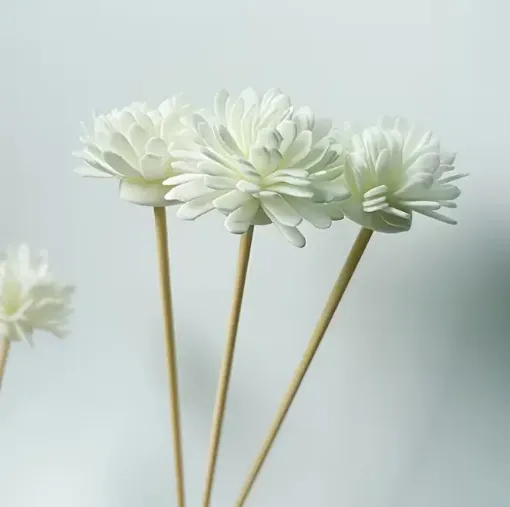 varilla ratan difusoras 20cms flor 4 5cms blanca para hornito esencias set x10 varas 0
