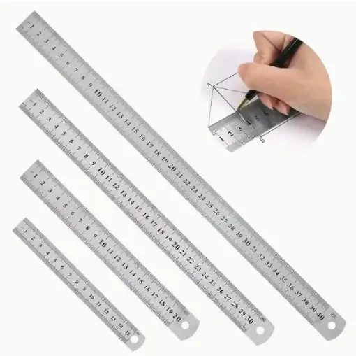 regla metalica metal acero flexible doble centimetros pugadas 20cms 0