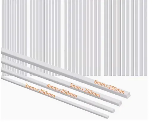varillas plastico abs huecas forma cuadrada medida set x8 unidades 25cms medidas 3 6mms 0