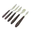 set 5 espatulas metalicas cromadas mango madera set 5 modelos diferentes nros 1 al 5 2