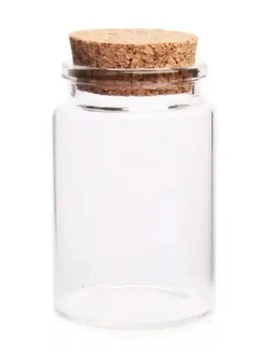 frasco vidrio tapa corcho medida 40x80mms por unidad 0