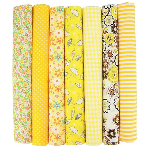 set 7 telas para patchwork 100 algodon 50x50cms x7 motivos diferentes amarillos 0