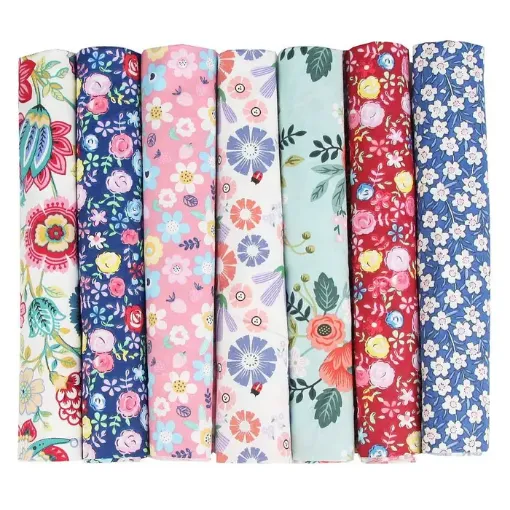 set 7 telas para patchwork 100 algodon 50x50cms x7 motivos diferentes mezclado 0