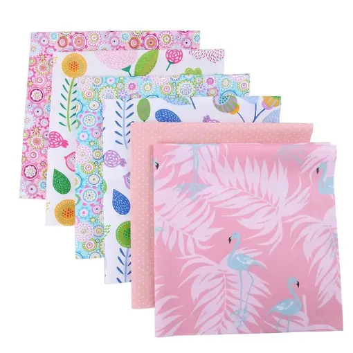 set 6 telas para patchwork 100 algodon 25x20cms x5 motivos varios rosado 0