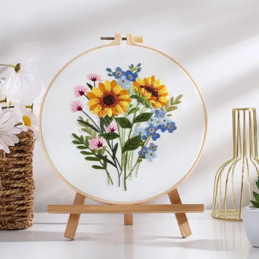 kit bordado iniciacion circular 20cms hilos patron motivo floral nro wg3d908 05 0