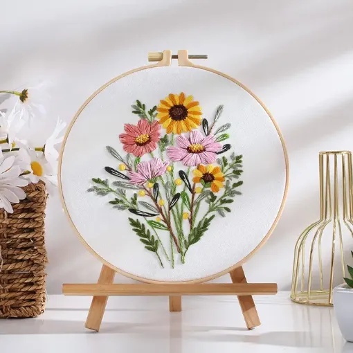 kit bordado iniciacion circular 20cms hilos patron motivo floral nro wg3d908 04 0