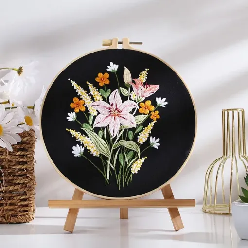 kit bordado iniciacion circular 20cms hilos patron motivo floral nro wg3d908 03 0